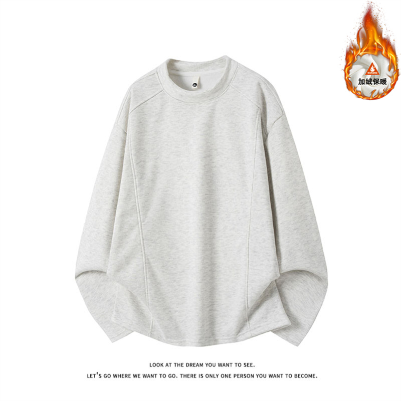 American-Style Pullover Half-Turtleneck Fleece Sweatshirt for Men, New Winter Thickened Warm Long-Sleeve Base Layer Top for Teenagers
