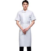 Summer chef work clothes customized with logo printed on hotel catering hall back kitchen restaurant breathable short-sleeved male chef uniforms