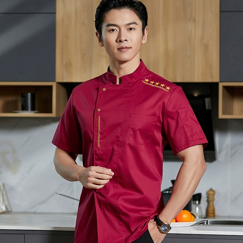 Шеф -повар отеля рабочую одежду пользователь ресторан ресторан ресторан кафетерий выпекать горячее горшок для барбекю -ресторан летний стенд -Опл -воротник короткие рукава