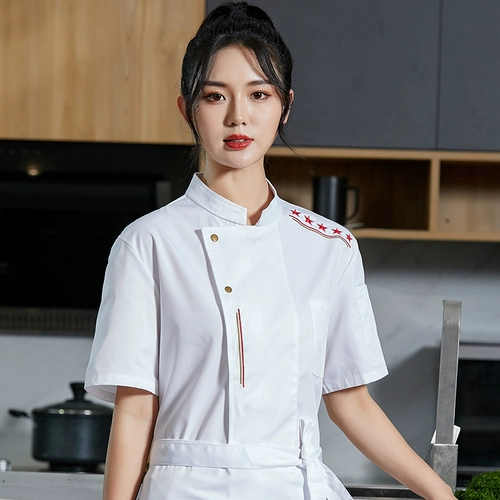 Шеф -повар отеля рабочую одежду пользователь ресторан ресторан ресторан кафетерий выпекать горячее горшок для барбекю -ресторан летний стенд -Опл -воротник короткие рукава