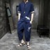 Xia Tang nửa tay áo Trung Quốc gió thêu nam thống nhất lớn mã lanh bông phù hợp với vải retro trẻ ngắn tay áo thun thủy triều thương hiệu 