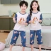 quần áo trẻ em Beibeiyi Bộ Đồ Ngủ Bé Trai Và Bé Gái Bộ Cotton Nguyên Chất Trẻ Em Bộ Đồ Lót Cotton Xuân Thu Trẻ Em Hộ Gia Đình Quần Áo áo trẻ em Phù hợp với trẻ em