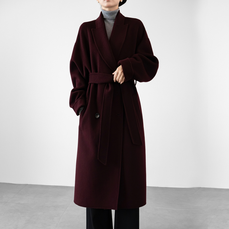 Double-Sided Cashmere Coat for Women, 2026 Autumn and Winter New Style, High-End Woolen Bathrobe Style, Classy Woolen Coat