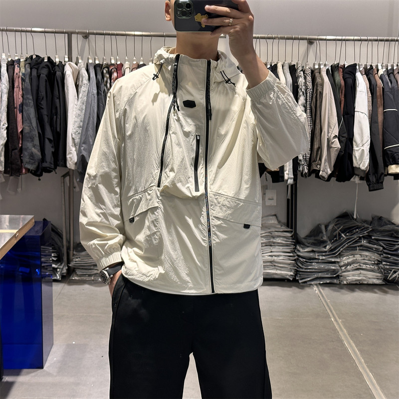 Jvfive Spring and Summer Thin Outdoor Functional Workwear Hooded Jacket Men's American-Style Loose-Fitting Cool Sun Protection Jacket