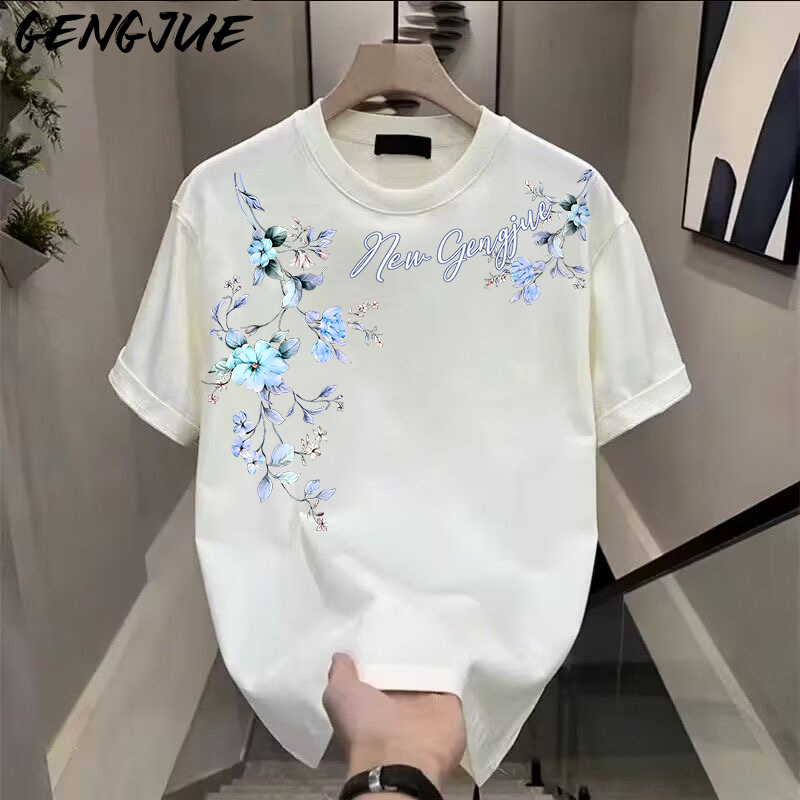 【Trendy Print】Heavyweight Pure Cotton Short-Sleeve T-Shirt for Male and Female Students, Korean Style, Loose Fit, Summer ins Half-Sleeve Top 【Trendy Print】Heavyweight Pure Cotton Short-Sleeve T-Shirt for Male and Female Students, Korean Style, Loose Fit, Summer ins Half-Sleeve Top