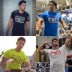 Cơ bắp anh em quần thể thao nam ngắn tay bóng rổ Đào tạo bóng rổ Thể dục chạy Slim T 桖 Stretch Casual Top áo phông nam có cổ Áo phông ngắn