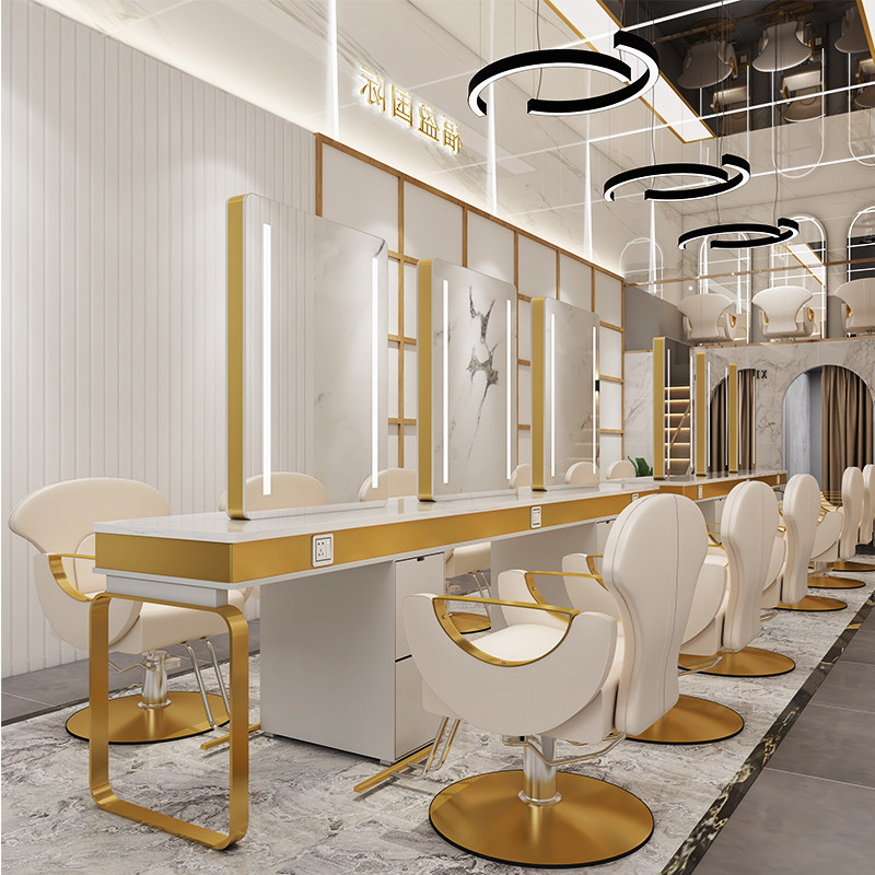 Stainless steel marble marble shop mirror cabinet one net red hairdresser tidal hairdresser hairdresser hairdresser dedicated