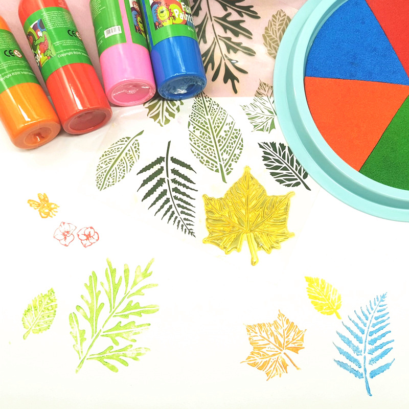 Leaf shape seal transparent silicone diy children's rubbing stamp kindergarten hand account diary painting template