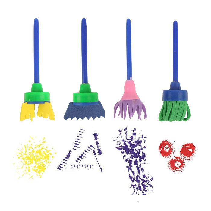 Child Flower Type Sponge Brush Rotary Painting Tool Kindergarten Meru Sweep brush the graffiti brush DIY painting pen brush 4