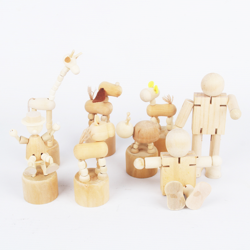 Children Wooden DIY White Blank Static Tabletop Decoration Animal Mercy Nursery School Painted Ravens Joint Photo Props