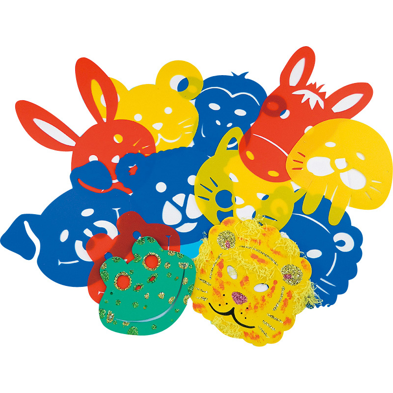 Children Color Cartoon Animal Profile Stencil Kindergarten Hollowed-out DIY Painting Graffiti PP Plastic Mask Template