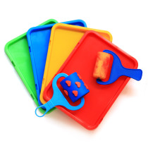 Kindergarten art painting palette watercolor acrylic paint tray roller seal square four-color plastic tray