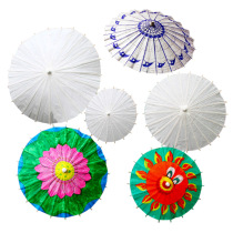 Children's diy Blank Paper Umbrella Handpainted Umbrella White Oil Paper Umbrella White Embryo Hand-painted Painted Craft Umbrella Kindergarten
