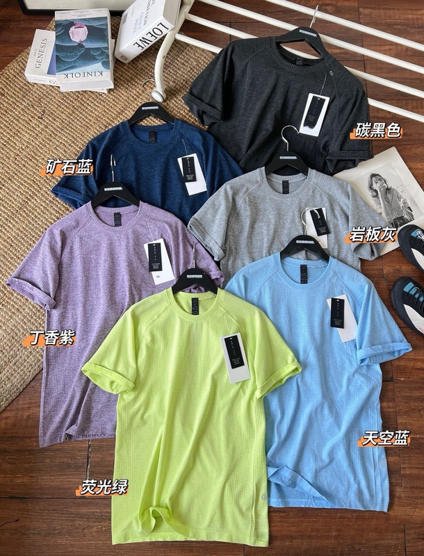Lu Lu Same Style Mvt Men's Classic Sports Short-Sleeved Round-Neck Outdoor Hiking Running Fitness Training T-Shirt Quick-Drying Top