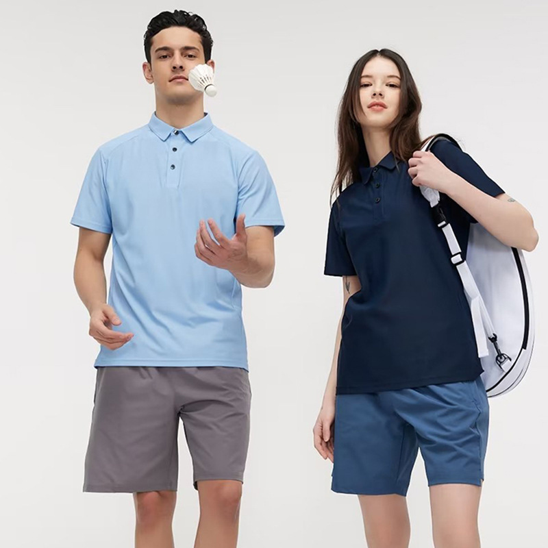 Lu Same Style Men's Polo Shirt Quick-Drying Running Badminton Golf Tennis Sports Short-Sleeved Women's T-Shirt Top