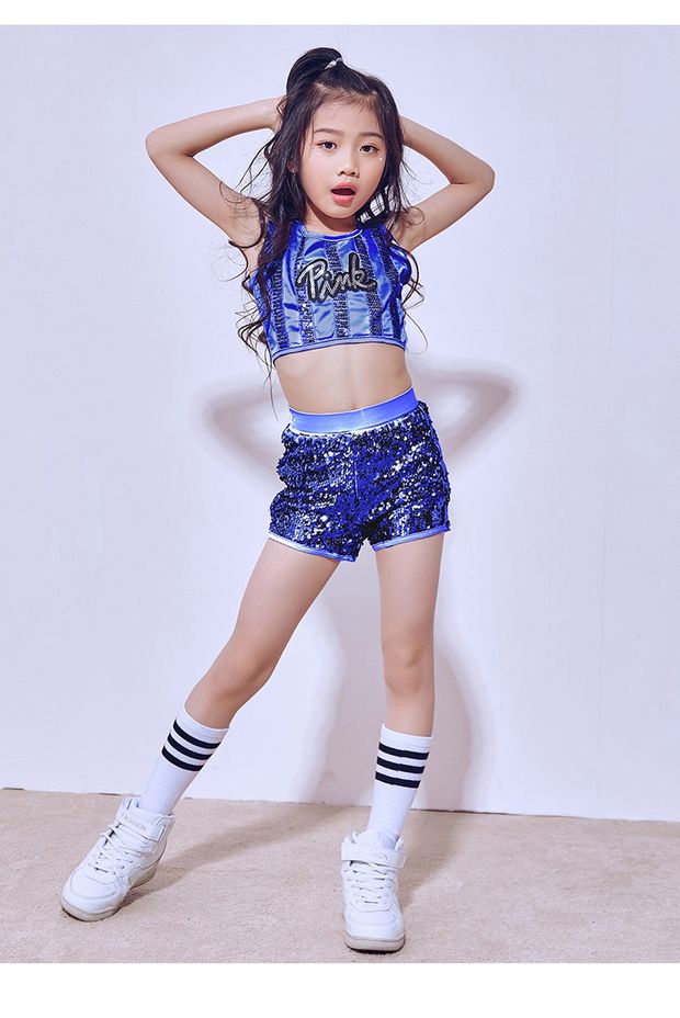 Mùa hè mới của trẻ em khiêu vũ quần áo sequin nhảy jazz trang phục nhảy hip hop đường phố trang phục cô gái biểu diễn quần áo phù hợp shop quan ao tre em