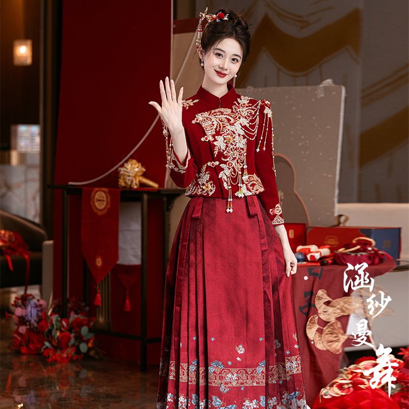 Mamian Skirt Wedding Outfit Set Bride's Toasting Dress New Chinese Style Dress 2026 New Engagement Dress Petite Bride Outfit
