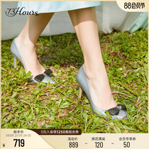 73 Hours womens shoes Crystal summer tip shallow butterfly jewelry thin heels shoes