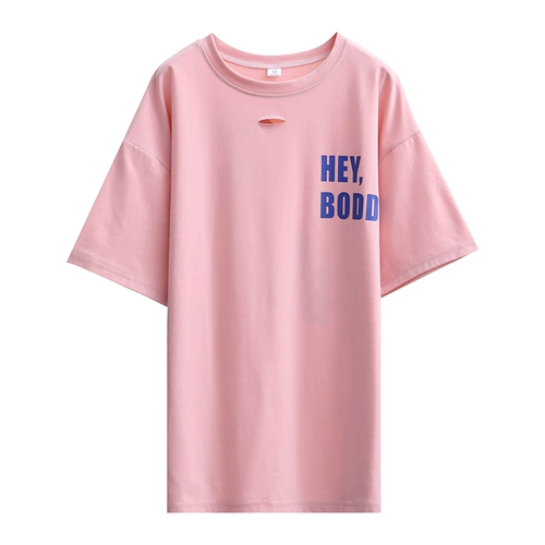 Длинная дизайнерская футболка, средней длины, в корейском стиле, популярно в интернете, тренд сезона, 2020, короткий рукав