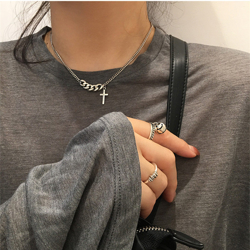 Non-fading niche brand necklace female clavicle chain iins cold trend net red pendant simple temperament cross