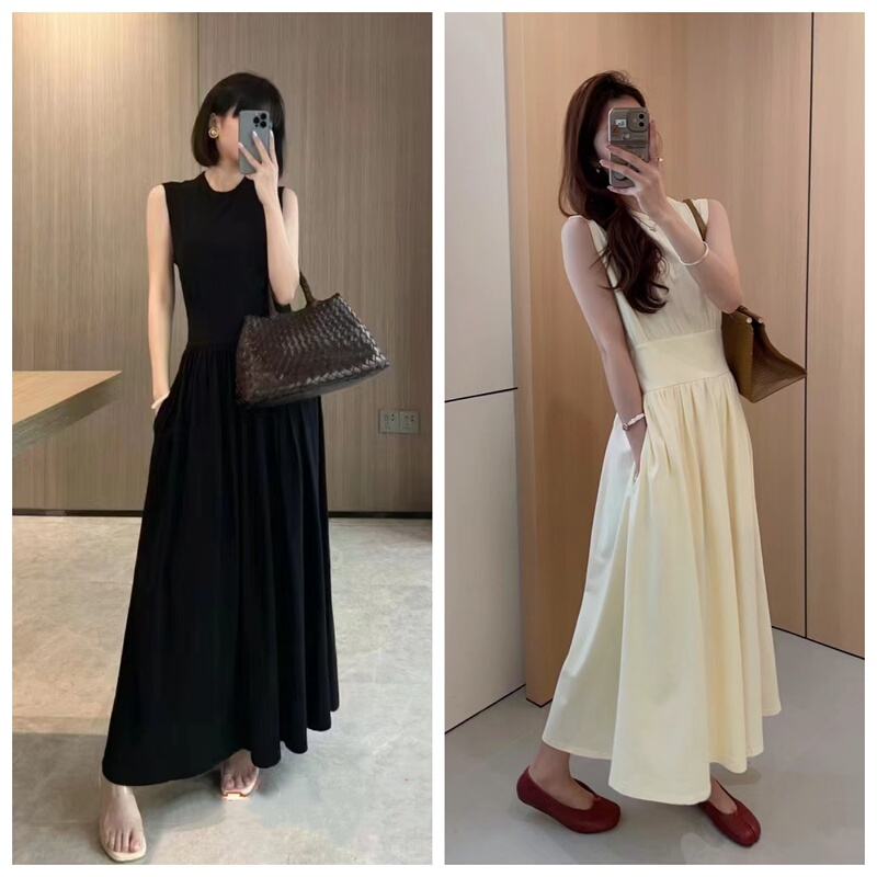 New Tot 26 Model Cotton Waist-Cinching Slimming Fashionable Casual Versatile Sleeveless Dress for Women, Same Style as Tian Xivi