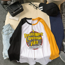 Pregnant women Autumn long sleeve loose T-shirt female medium long base shirt Korean print round neck size sweater top