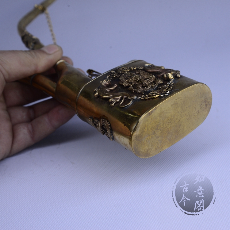 古玩古董收藏黃銅純銅水煙袋復古龍紋水煙壺水煙斗水煙筒| 露天市