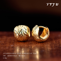 T183 18K Golden Pine Ear button Au750 laser ball jungle decoration suitable for small earlobes E