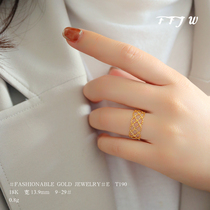 T190 Yao Guang~ 18K Golden Lace Ring Au750 light luxury retro decoration can be drawn and adjusted gift E