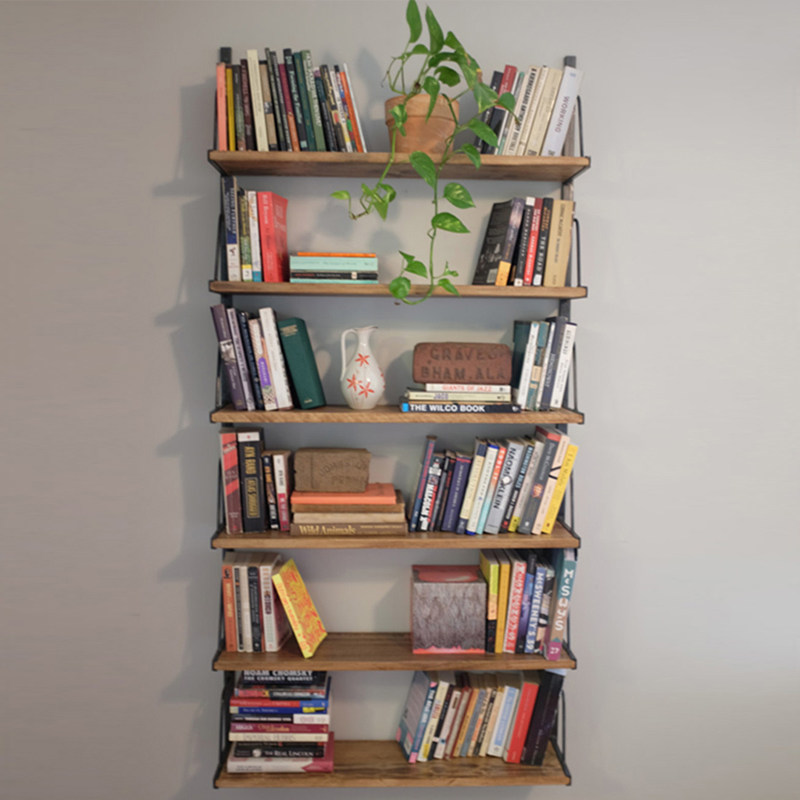 Wall wrought iron shelf wall hanging creative bookshelf bookcase word partition wall storage rack display rack storage rack