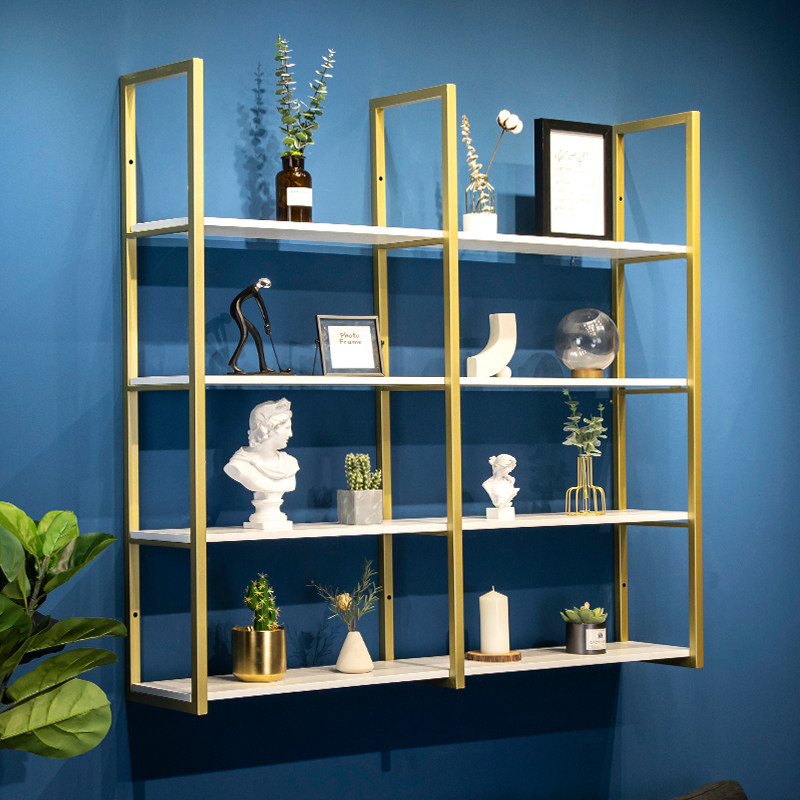 Nordic display stand wall hanging wall rack wrought iron multi-layer bookshelf living room TV wall decoration free combination