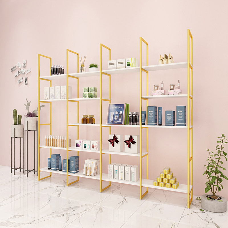 Nordic Ground Floor Display Case Cosmetics Shelf Multilayer Iron Art Living Room Bookcase Shelf Combined Shelf Shelving Shelf