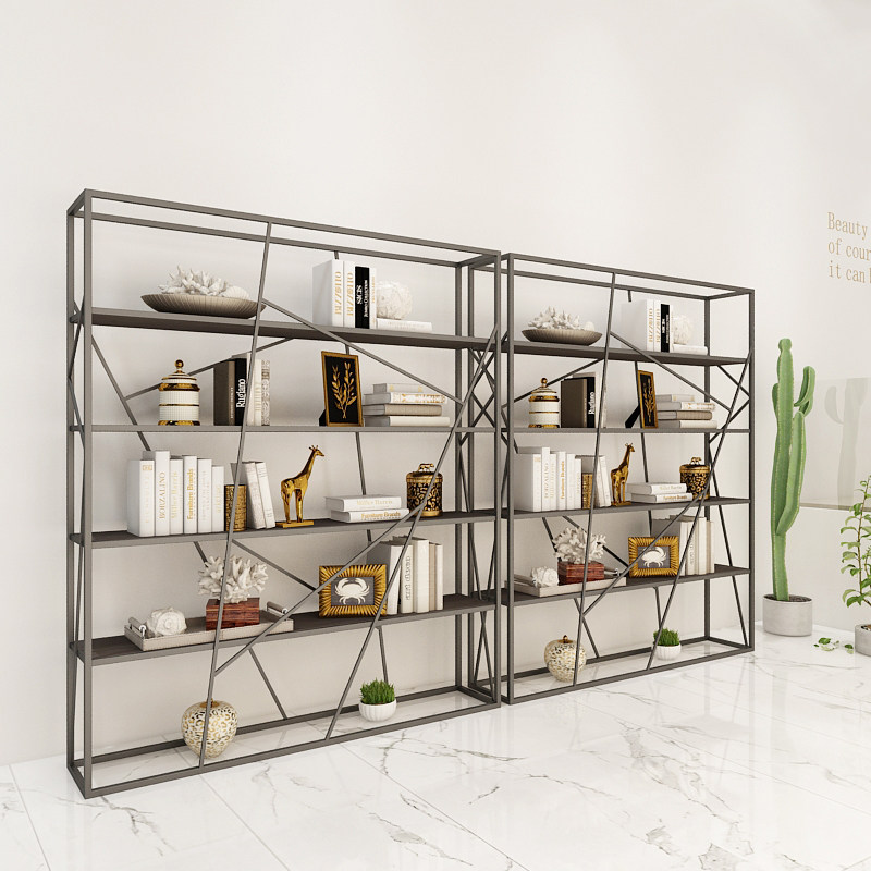 Nordic wrought iron rack living room bookshelf bedroom bookcase floor multi-layer shelf cosmetics display cabinet jewelry rack