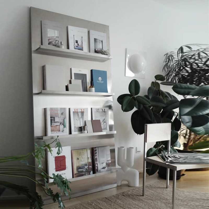 Nordic simple INS stainless steel floor shelf studio display rack display rack web celebrity storage shelf