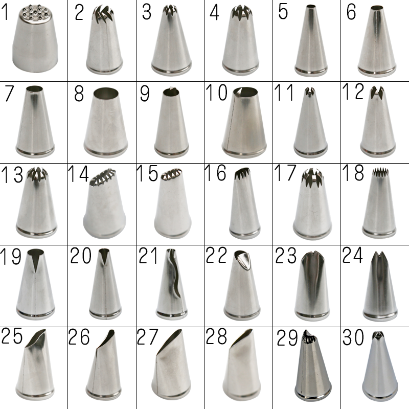 Stainless Steel Piping Tips, Cake and Cookie Piping Tips, Melt-In-Your-Mouth Piping Tips, Rose, Leaf, Grass, Flower Basket Piping Tips