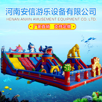 New bouncy castle shark rock climbing outdoor large childrens slide air mold toy trampoline to map customization
