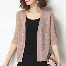 Clothes womens 2022 new spring and summer lace cardigan tops air-conditioning shirts thin mid-sleeve outer shawl jacket
