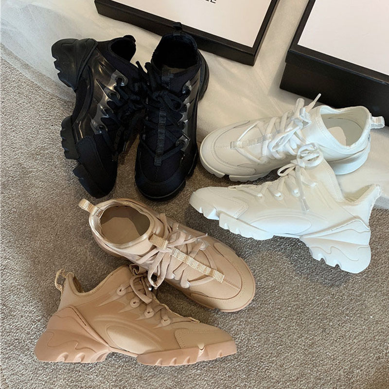 2025 Trendy Round-Toe Height-Increasing Dad Shoes for Women, New Lace-Up Platform Versatile Sports Casual Shoes, Korean Style