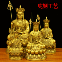 Buddhist supplies pure bronze Buddha statue three holy pure copper Tibetan King Bodhisattva Jiuhuashan sitting in Tibet