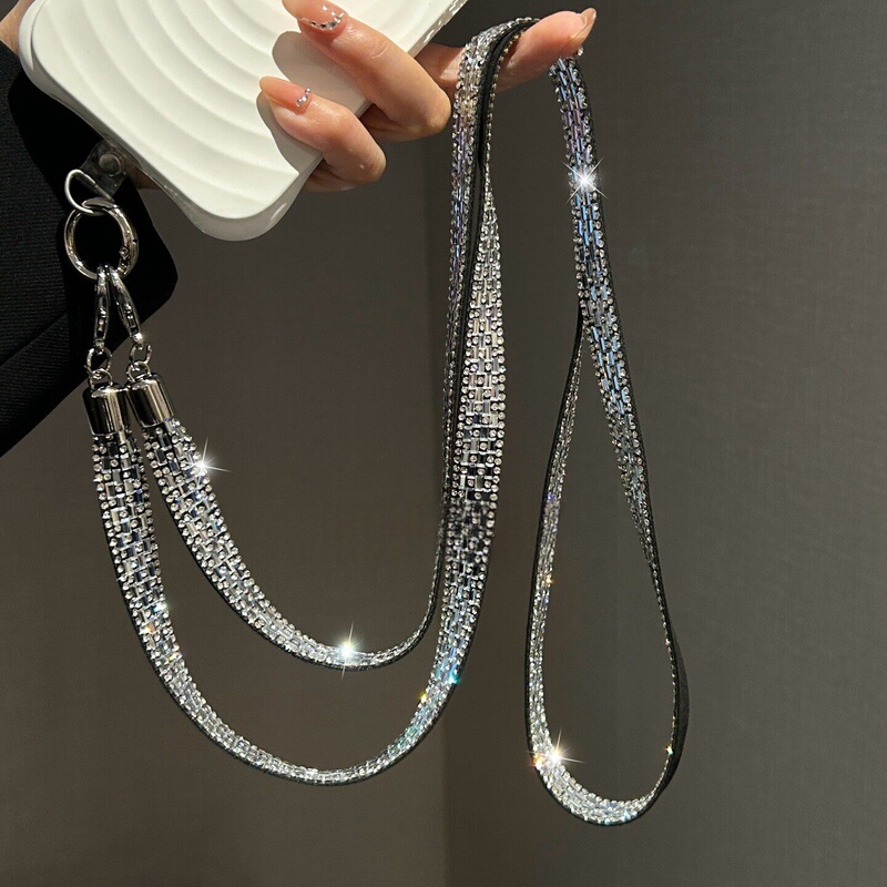 Crossbody Phone Chain Lanyard, Long, Exquisite, High-End, Sparkling Diamond Neck Chain, Super Pretty Wrist Chain with Spacer