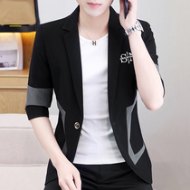 Suit mens 70% sleeves Summer new middle sleeve jacket mens Korean version sashimi little sub-handsome short Western-style suit Short