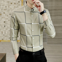 Advanced Sensation Plaid Casual Shirt Men Long Sleeves Spring Autumn Season Thin high-end shirt Business Body Fashion trendy Shirt