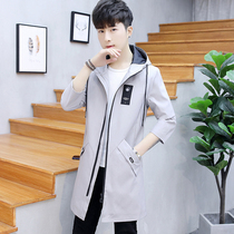 Autumn windbreaker men long Tide brand woolen coat men Korean trend handsome thin woolen coat spring and autumn
