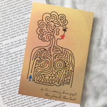 anly original] hand-painted card postcard maze woman decoration ins Wind niche reasoning Pearl Pink