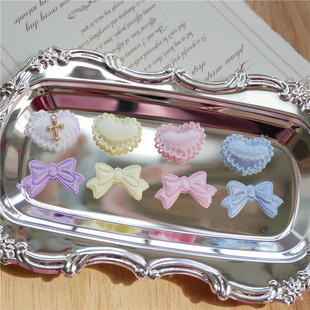 Cute fabric satin love heart bow headdress hairpin mobile phone case accessories pet doll diy material
