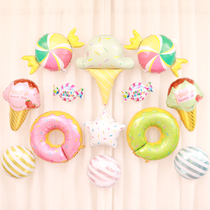 Childrens birthday party decoration donut aluminum film balloon Baby year-old full moon 100 days decoration balloon summer outfit