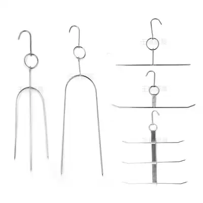 Hong Kong-style three-layer barbeck ring stainless steel barbecued ring thick chicken wing fork pipa fork roasted hog hook suckling pig needle