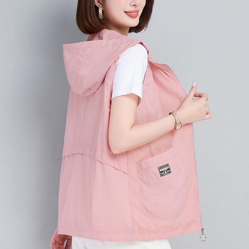 Summer Sun Protection Vest for Women, New Style, Sleeveless Vest, Casual, Loose, Large Size, Breathable Thin Vest for Middle-Aged Mothers