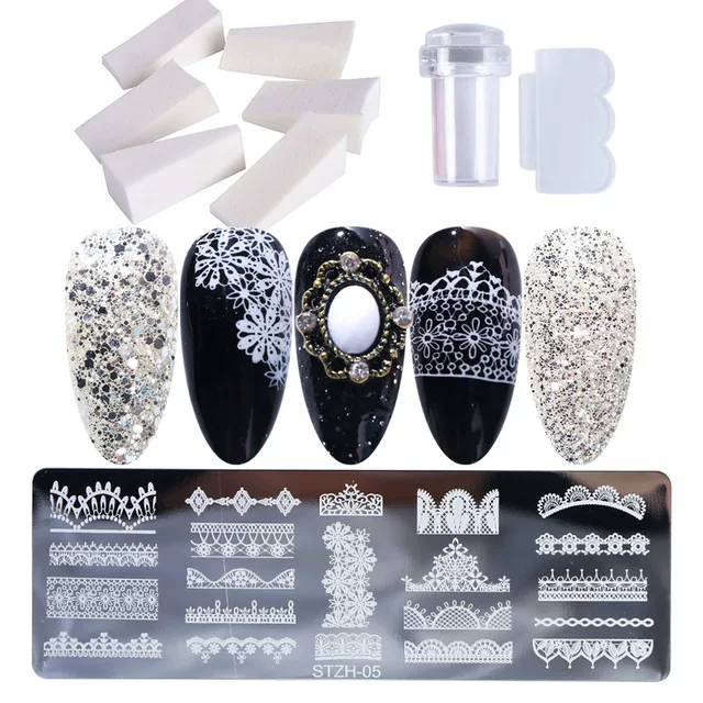 [1 набор штампов Nail Art Plate Leaf Flower Dreamcatcher]