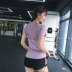 Sexy lưng lưới khâu thể thao Áo thun nữ tròn cổ thon chạy thể dục mặc nhanh khô thoáng khí yoga ngắn tay - Áo phông thể thao áo thun thể thao nam chính hãng Áo phông thể thao